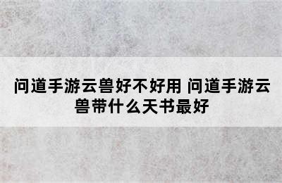 问道手游云兽好不好用 问道手游云兽带什么天书最好